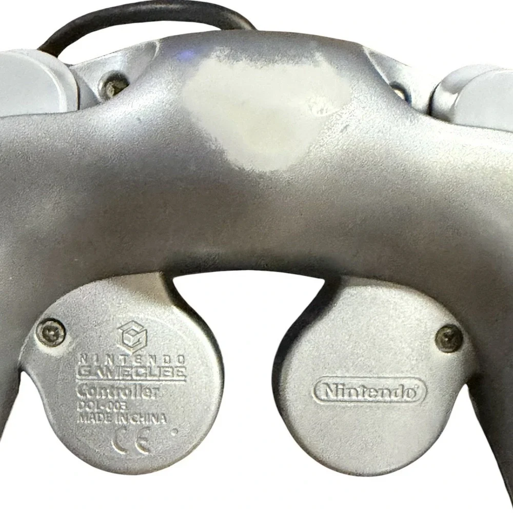 Nintendo GameCube OEM Silver Controller W/Gamestop Turbo Controller Lot (2) READ